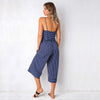 Women's striped hanging bandwidth loose jumpsuit