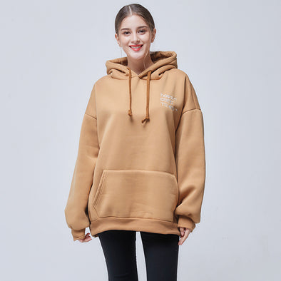 Embroidery Hooded Fleece Pullover Loose Hoodies