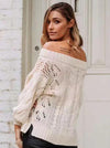 Knitting Loose Solid Color Off-the-shoulder Sweater Tops