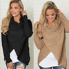 Irregular Solid Long Sleeve Knit Sweater