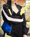 Colorblock Zipper Loose Casual Jacket