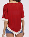 New Fringed Printed Bat Sleeve T-Shirt