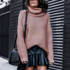 Thick-Line Long-Sleeved High-Neck Sweater