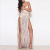 Sequins V-Collar Sexy Backless Sling Split Evening Dress