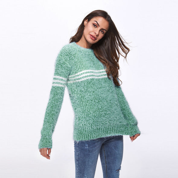 Thicken Stripe Round Neck Knitting Sweaters