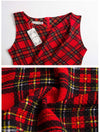 Fashion Red Plaid Sleeveless Slim Bodycon Dress