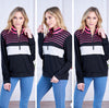 Stand Collar Striped Sweatshirt