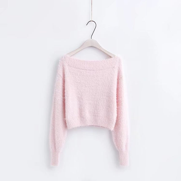 Strapless Shoulder Mohair Off Shoulder Sweaters