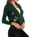 Long Sleeve Embroidery Flower Zip Knit Cardigan