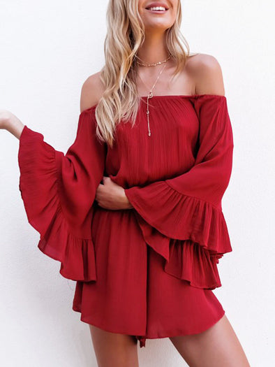 Fashion Slim Slash Neck Waist Batwing Sleeve Jumpsuit