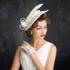 New Feather Linen Beige Versatile Retro Top Hat