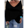 Solid Color V- neck Long Sleeve Knitting Sweaters