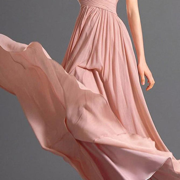 Elegant Deep V-Neck Chiffon Wedding Evening Dress