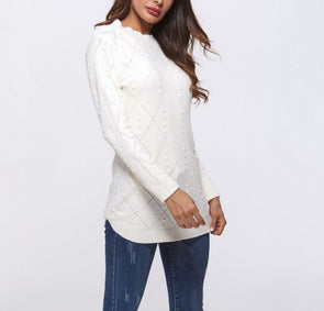 Solid Color Double Pocket Half High Neck Collar Sweaters