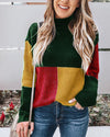 Casual Colorblock Long-Sleeved Sweater