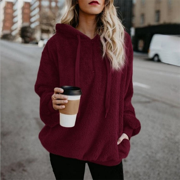 Women's Plush Hooded Sweater coat