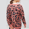 Leopard Print Round Collar Long Sleeve Knitting Sweater