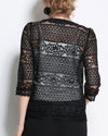 Slim-Fit Lace O-Neck Cropped Sleeve Coat