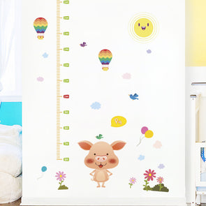 Removable Cartoon Pig Measuring Height Wall Sticker