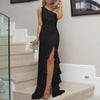 Women's long ruffled long swing evening dress