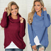 Irregular Solid Long Sleeve Knit Sweater