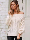 Knitting Loose Solid Color Off-the-shoulder Sweater Tops