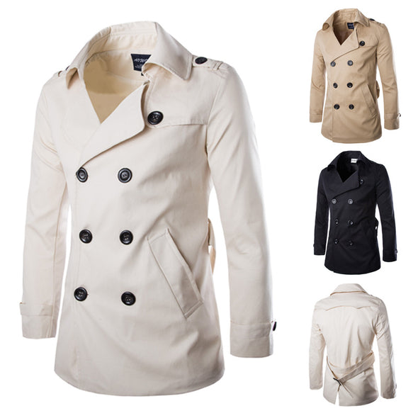 New Cotton Double-breasted Boutique British Men's Trench Coat