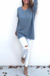 V Neck  Loose Fitting  Plain Sweaters