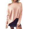 Off Shoulder Pure Color Long Sleeve Sweatshirt