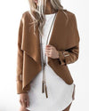 Lapel Long Sleeve Cardigan Woolen Coat