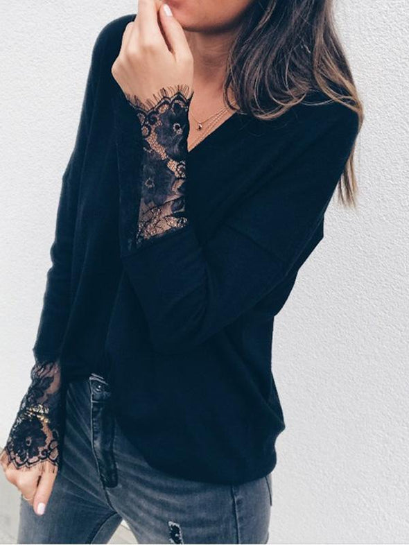 Fashion Lace Knitting Long Sleeves Sweater Tops