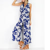 Deep V-Neck Printed Jumpsuit