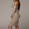 Sexy Solid Off Shoulder Long Sleeve Bodycon Dress