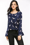 New O-neck long sleeve bird shirt