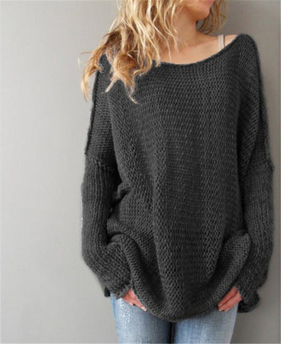 Solid Color Round Neck Medium Style Sweaters