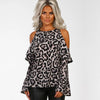 Fashion Leopard Off Shoulder Long Sleeve T-Shirt