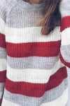 Crew  Neck  Striped  Casual Sweaters