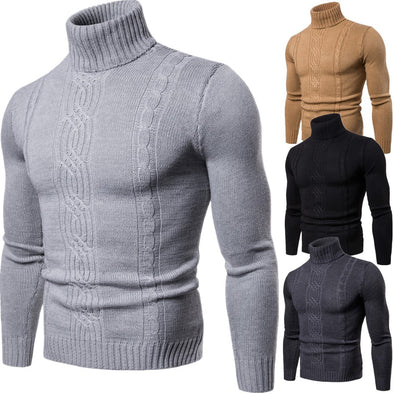 New Men's Turtleneck Jacquard Pullover Sweater