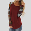 Round Neck Contrast Stitching Long Sleeve T-Shirt