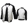 New British Fashion Stand Collar Leather Sleeve Baseball  Men's Jacket