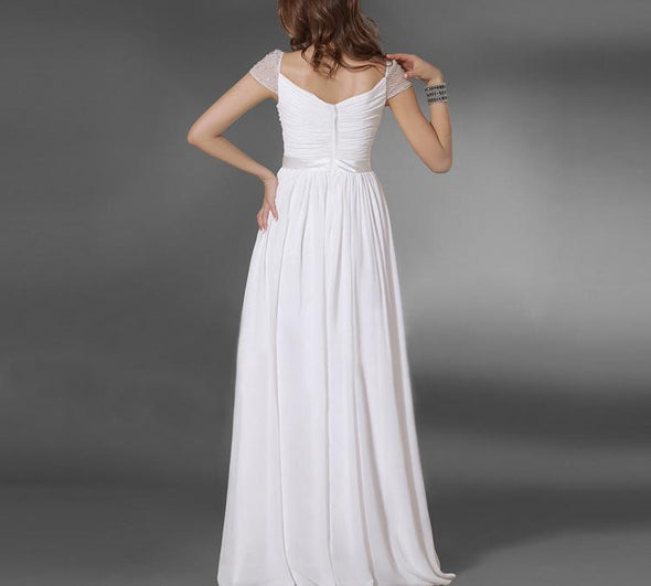 Chiffon V-Neck Sleeveless Evening Wedding Dress