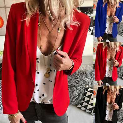 Slim Patchwork Pure Color Long Sleeve Blazer Jacket