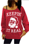 Casual Slash Collar Christmas Pattern Thick Sweatshirts