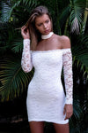 Lace Sexy Off Shoulder Pure Color Bodycon Dress