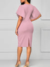 Round Neck  Plain  Blend Bodycon Dress