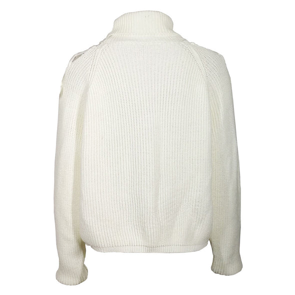 Strapless Shoulder High Neck Collar Knitting Sweaters