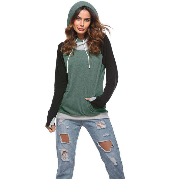 Hit Color Long Sleeve Fashion Hoodies