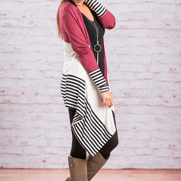 Fashion Early Autumn Stripe Printed Cardigan