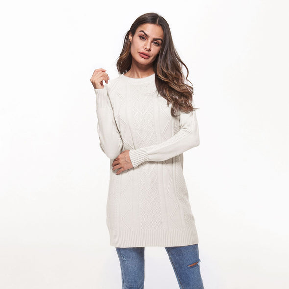 Round Neck Long Sleeve Long Sweaters