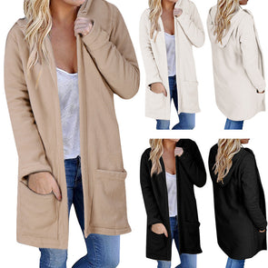 Casual Solid Color Hooded Cardigan Coat